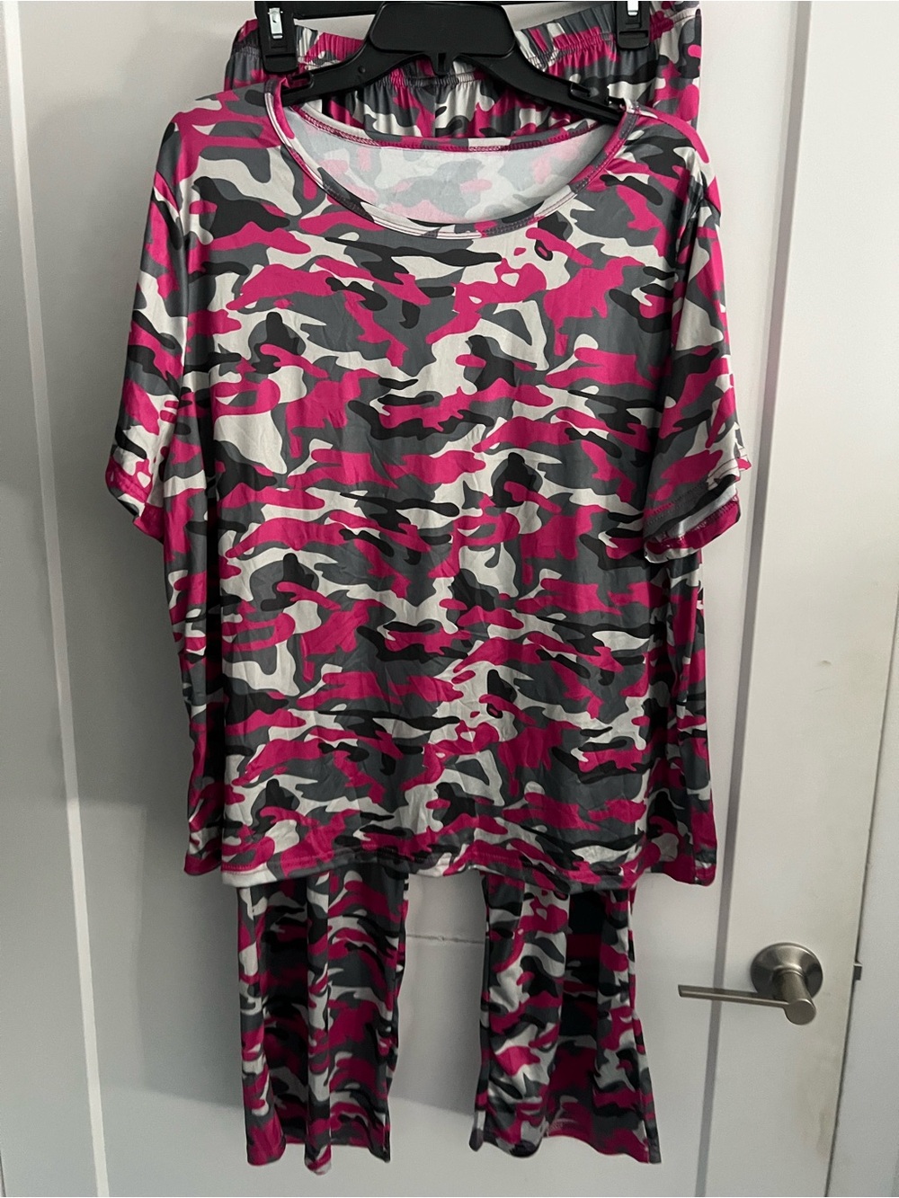 ' Pink and Gray Camo Womens  Pajama Set